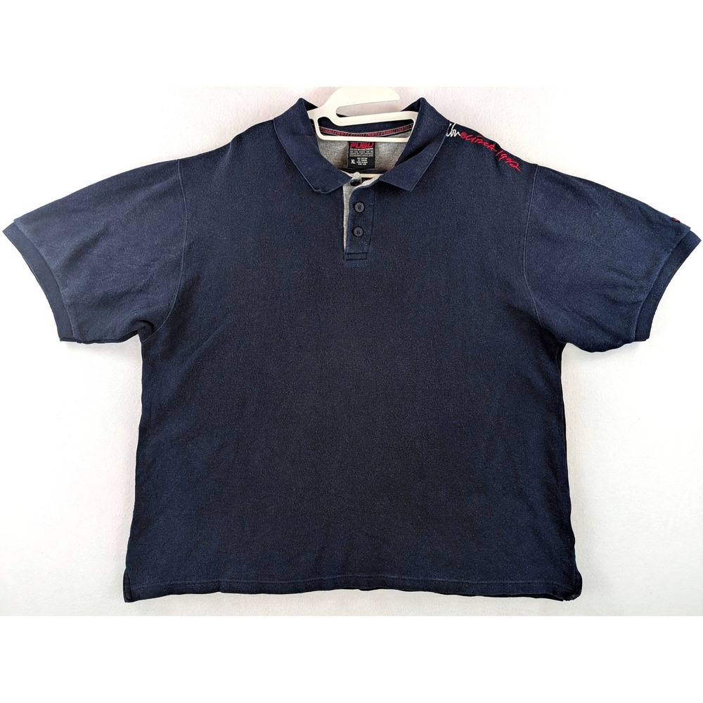 FUBU Circa 1992 Polo Shirt Mens XL Navy Embroidered Hip Hop Y2K Streetwear